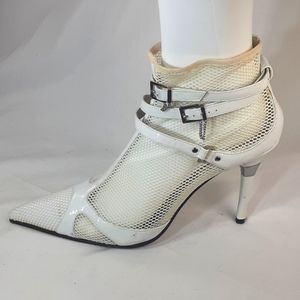Rodolphe Menudier white patent leather and white mesh heels vintage Y2K